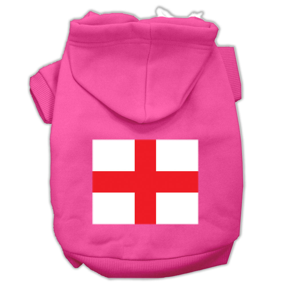 St George's Cross (english Flag) Screen Print Pet Hoodies Bright Pink Size Lg GreatEagleInc