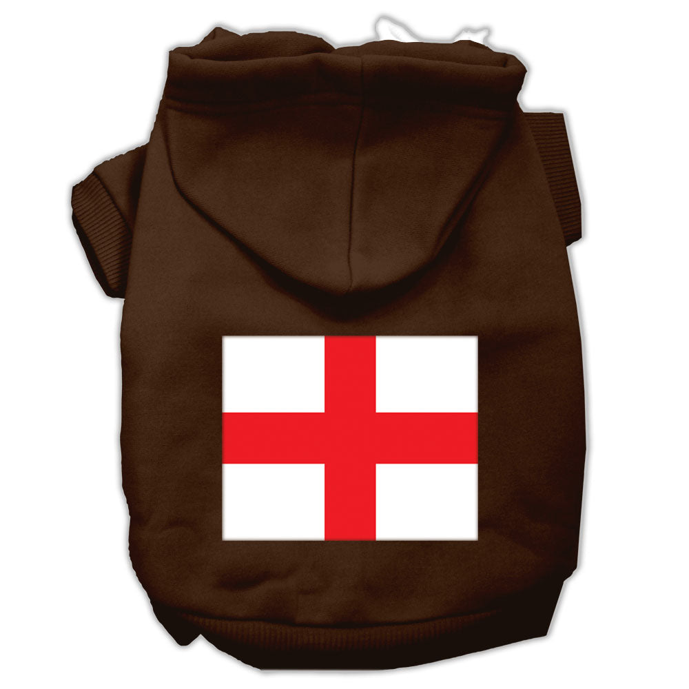 St George's Cross (english Flag) Screen Print Pet Hoodies Brown Size Lg GreatEagleInc