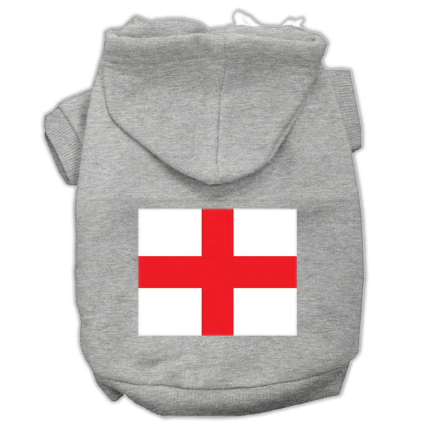 St George's Cross (english Flag) Screen Print Pet Hoodies Grey Size Lg GreatEagleInc