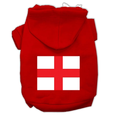 St George's Cross (english Flag) Screen Print Pet Hoodies Red Size Lg GreatEagleInc