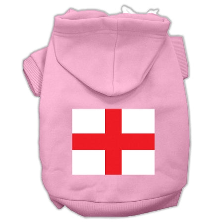 St George's Cross (english Flag) Screen Print Pet Hoodies Light Pink Size Med GreatEagleInc