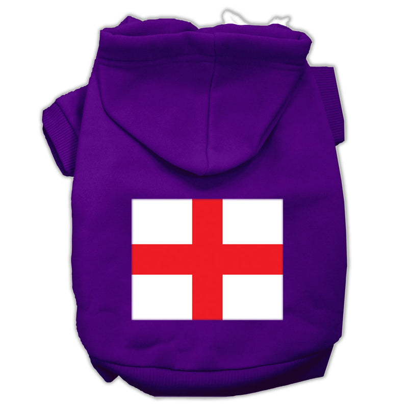 St George's Cross (english Flag) Screen Print Pet Hoodies Purple Size Sm GreatEagleInc