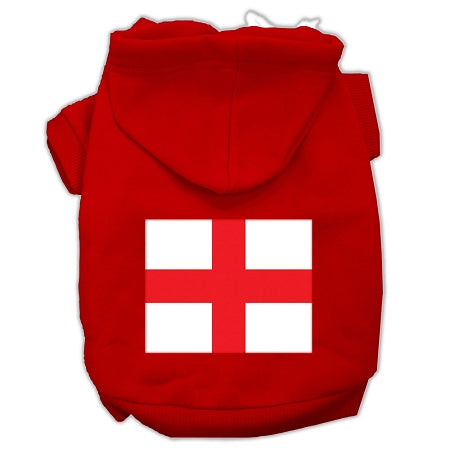 St George's Cross (english Flag) Screen Print Pet Hoodies Red Size Xs GreatEagleInc