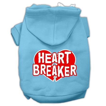 Heart Breaker Screen Print Pet Hoodies Baby Blue Size Lg GreatEagleInc