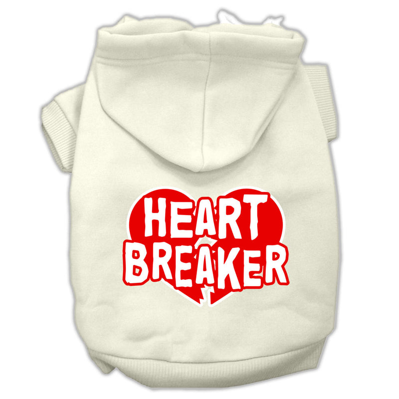 Heart Breaker Screen Print Pet Hoodies Cream Size Lg GreatEagleInc