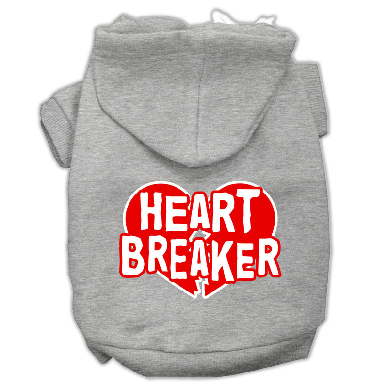 Heart Breaker Screen Print Pet Hoodies Grey Size Lg GreatEagleInc