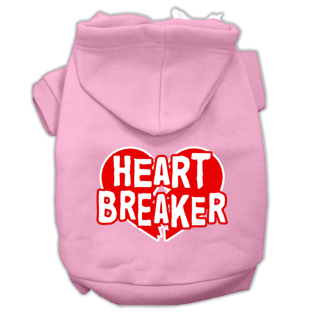 Heart Breaker Screen Print Pet Hoodies Light Pink Size Lg GreatEagleInc