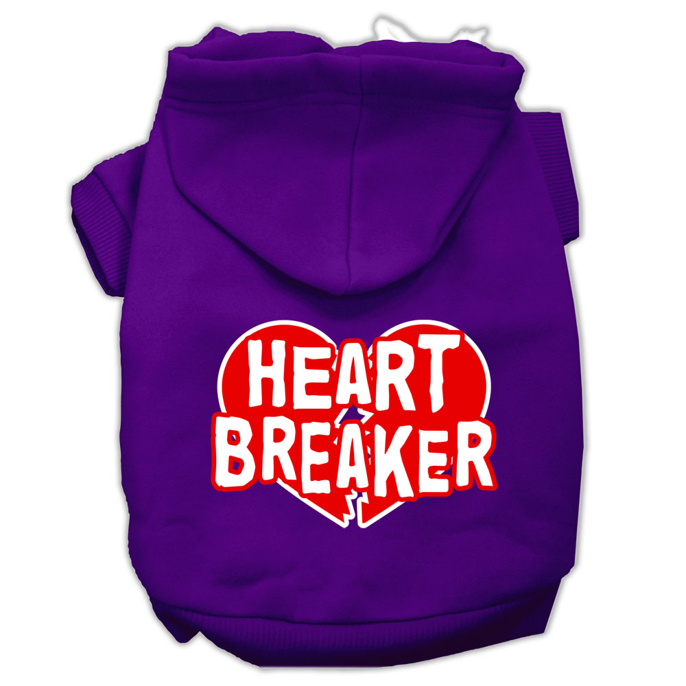 Heart Breaker Screen Print Pet Hoodies Purple Size Lg GreatEagleInc