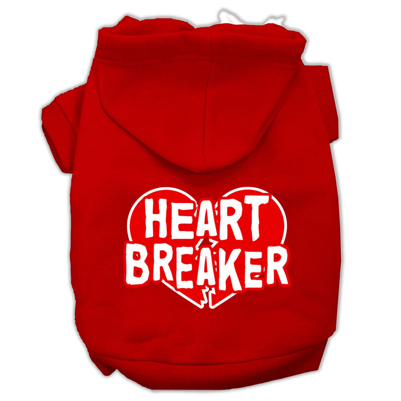 Heart Breaker Screen Print Pet Hoodies Red Size Lg GreatEagleInc