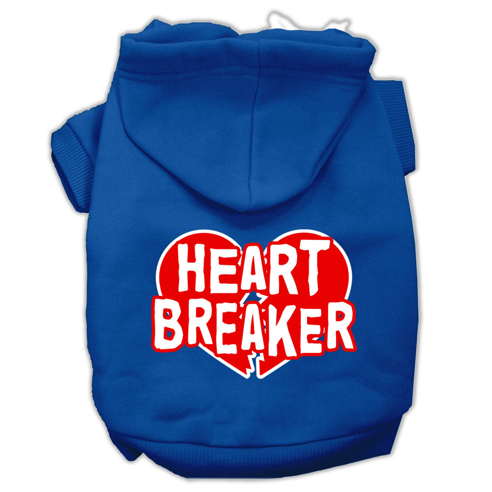 Heart Breaker Screen Print Pet Hoodies Blue Size Sm GreatEagleInc