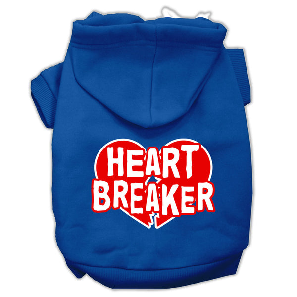 Heart Breaker Screen Print Pet Hoodies Blue Size Xs GreatEagleInc