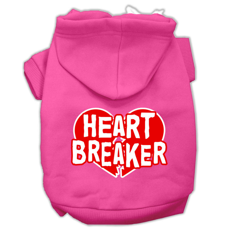 Heart Breaker Screen Print Pet Hoodies Bright Pink Size Xs GreatEagleInc