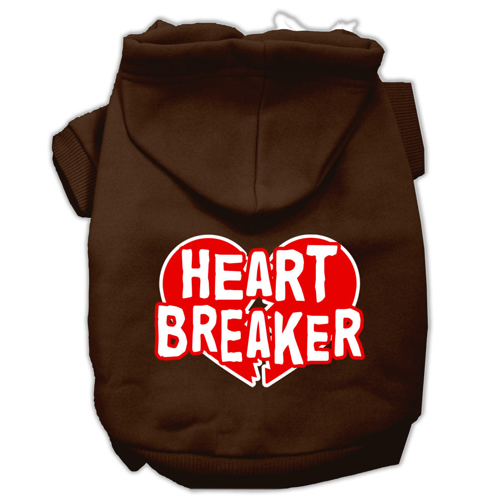 Heart Breaker Screen Print Pet Hoodies Brown Size Xs GreatEagleInc