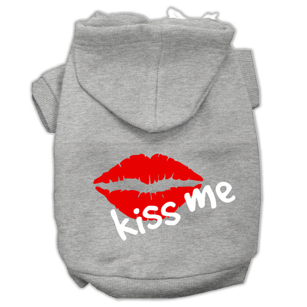 Kiss Me Screen Print Pet Hoodies Grey Size Xl GreatEagleInc