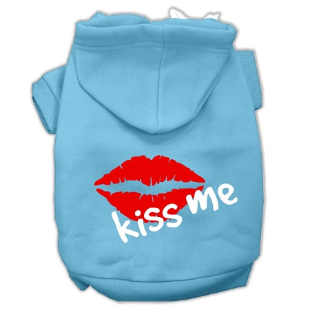 Kiss Me Screen Print Pet Hoodies Baby Blue Size Xs GreatEagleInc