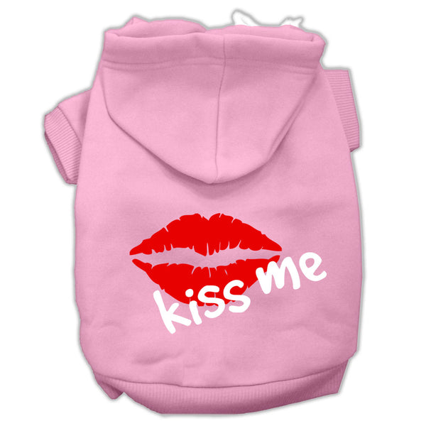 Kiss Me Screen Print Pet Hoodies Light Pink Size Xs GreatEagleInc