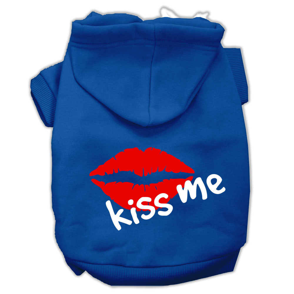 Kiss Me Screen Print Pet Hoodies Blue Size Xxl GreatEagleInc