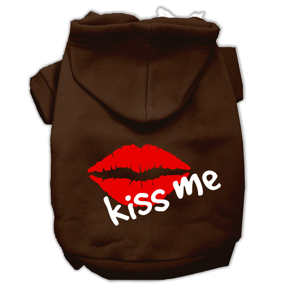 Kiss Me Screen Print Pet Hoodies Brown Size Xxl GreatEagleInc