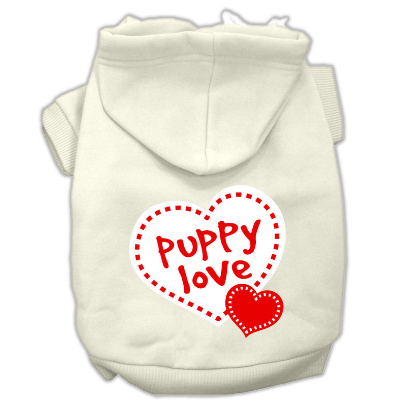 Puppy Love Screen Print Pet Hoodies Cream Size Lg GreatEagleInc