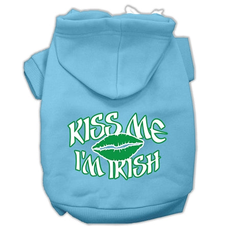 Kiss Me I'm Irish Screen Print Pet Hoodies Baby Blue Size Xxl GreatEagleInc