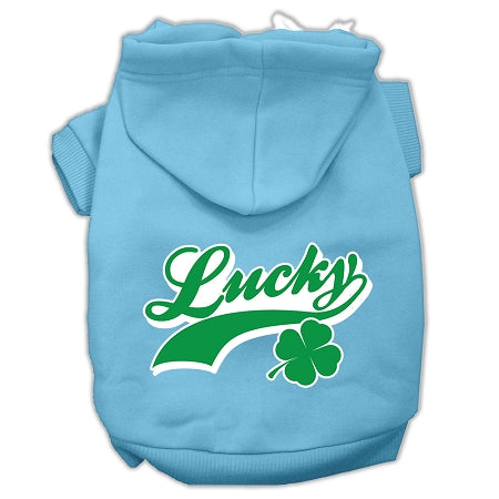 Lucky Swoosh Screen Print Pet Hoodies Baby Blue Size Xs GreatEagleInc