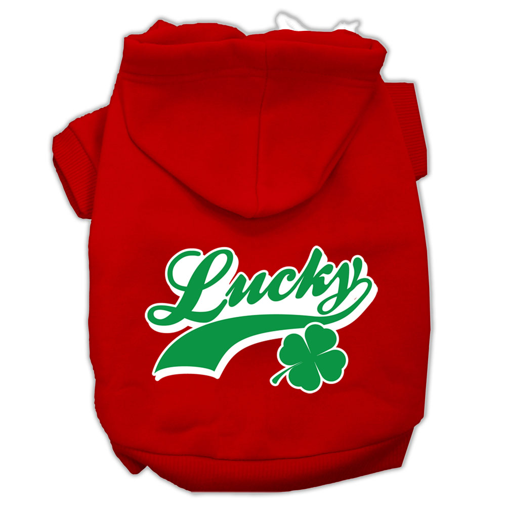 Lucky Swoosh Screen Print Pet Hoodies Red Size Xxxl GreatEagleInc