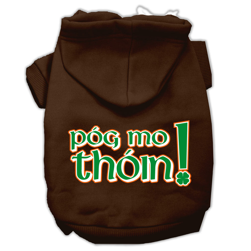 Pog Mo Thoin Screen Print Pet Hoodies Brown Size Xs GreatEagleInc