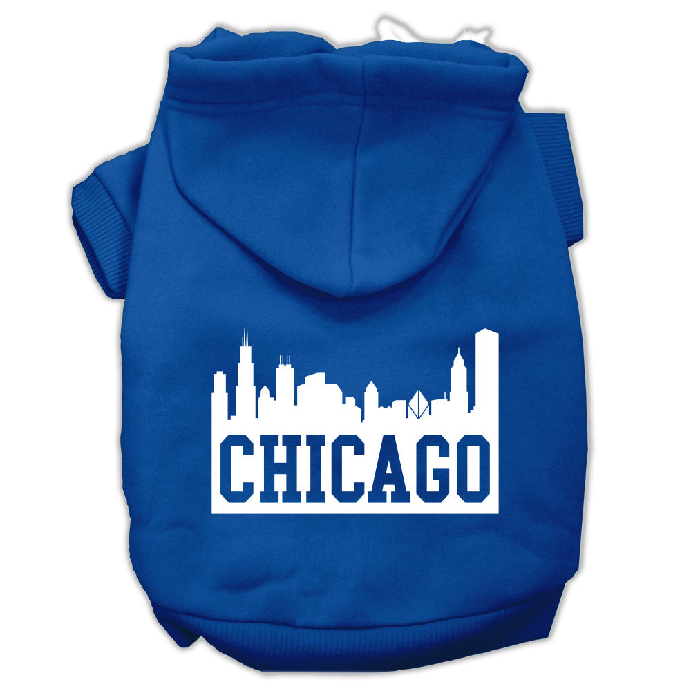 Chicago Skyline Screen Print Pet Hoodies Blue Size Lg GreatEagleInc