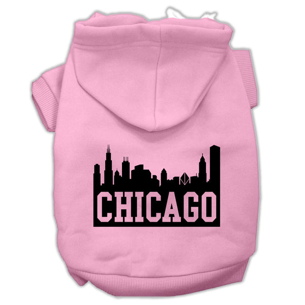 Chicago Skyline Screen Print Pet Hoodies Light Pink Size Xxxl GreatEagleInc