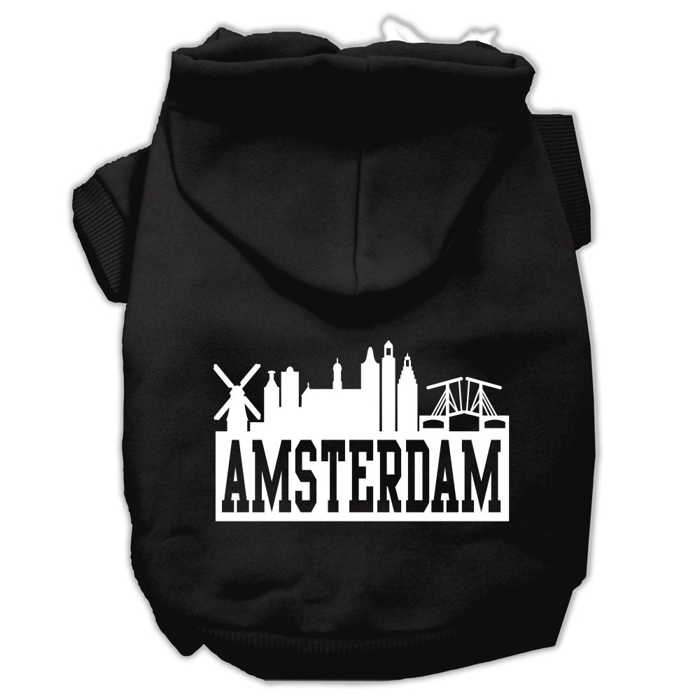 Amsterdam Skyline Screen Print Pet Hoodies Black Size Med GreatEagleInc