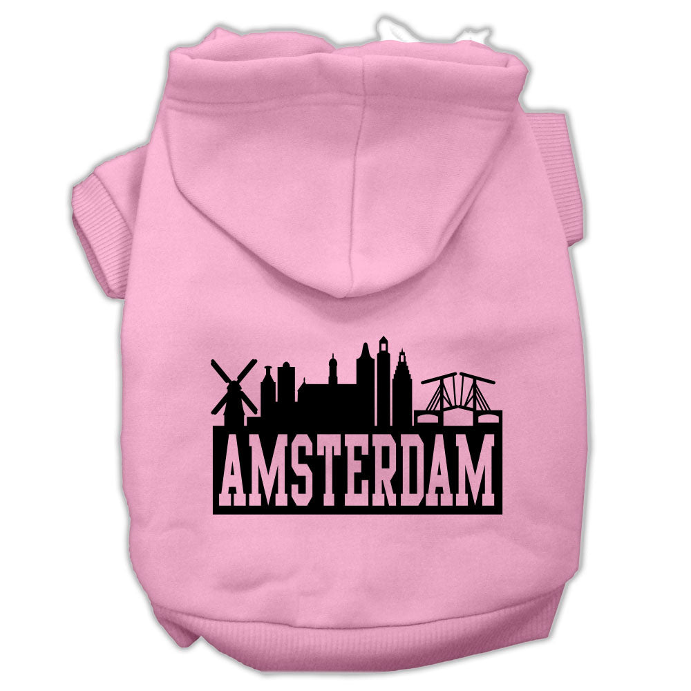 Amsterdam Skyline Screen Print Pet Hoodies Light Pink Size Med Default Title