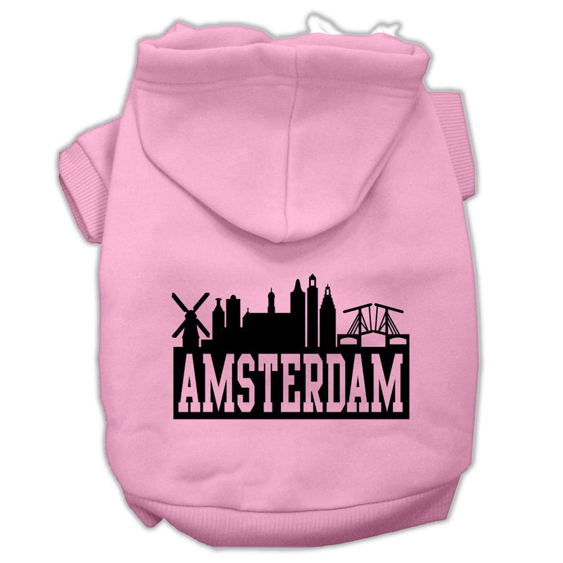 Amsterdam Skyline Screen Print Pet Hoodies Light Pink Size Med Default Title