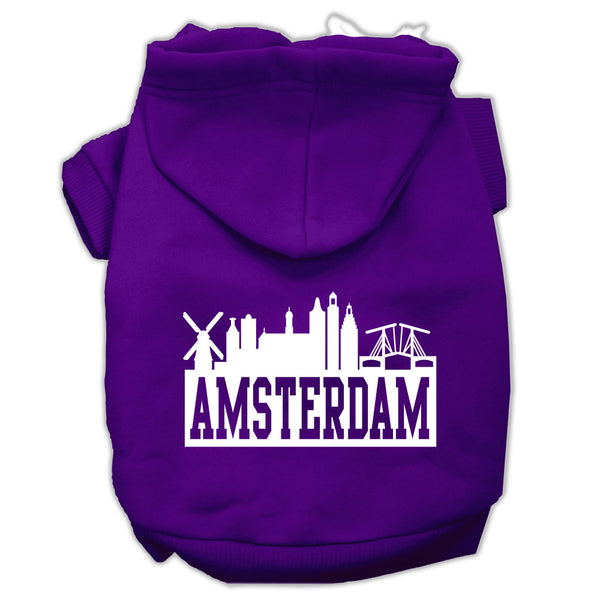 Amsterdam Skyline Screen Print Pet Hoodies Purple Size Med Default Title