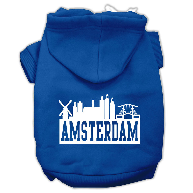 Amsterdam Skyline Screen Print Pet Hoodies Blue Size Sm Default Title