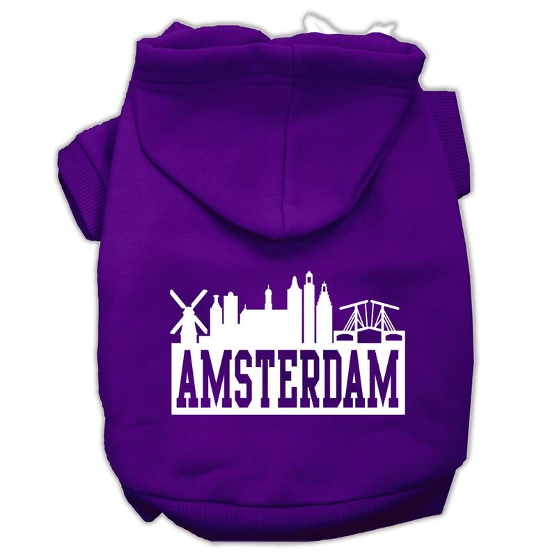 Amsterdam Skyline Screen Print Pet Hoodies Purple Size Xs GreatEagleInc