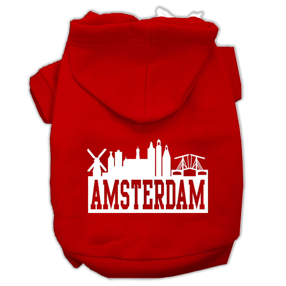 Amsterdam Skyline Screen Print Pet Hoodies Red Size Xs GreatEagleInc