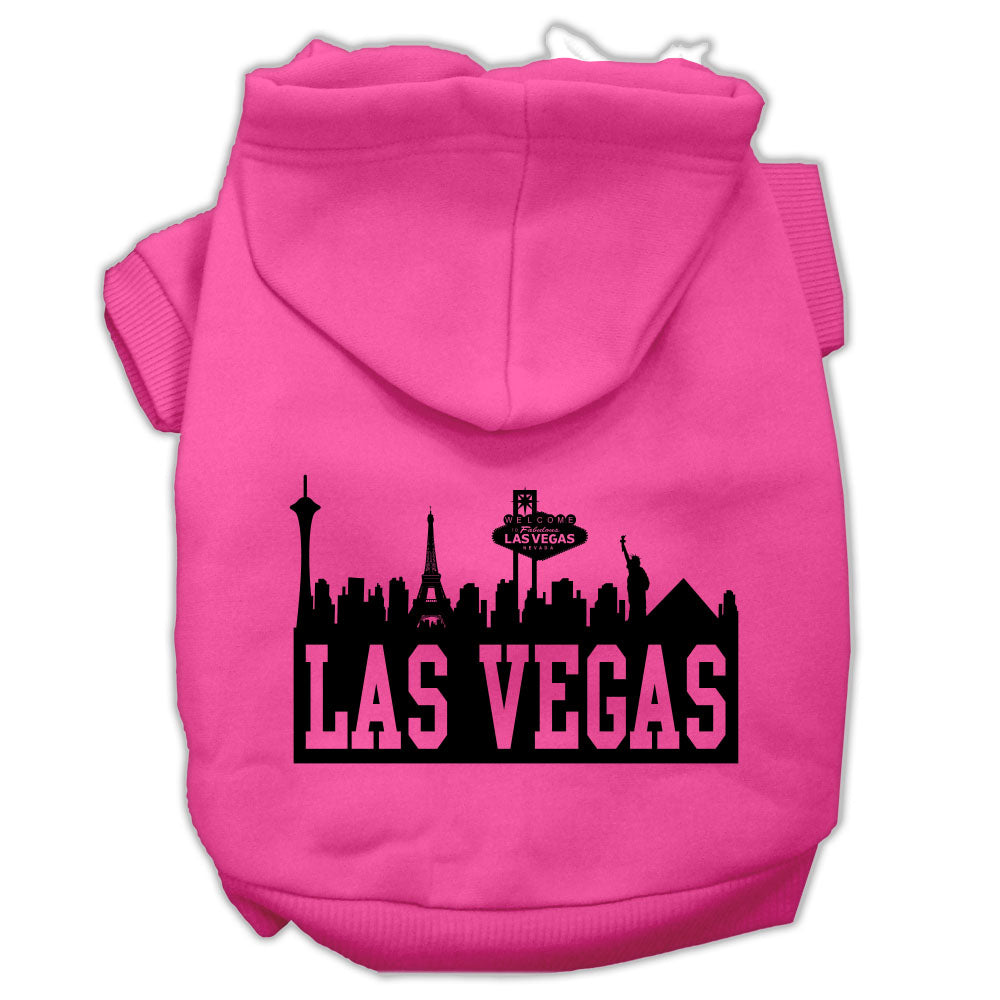 Las Vegas Skyline Screen Print Pet Hoodies Bright Pink Size Med GreatEagleInc