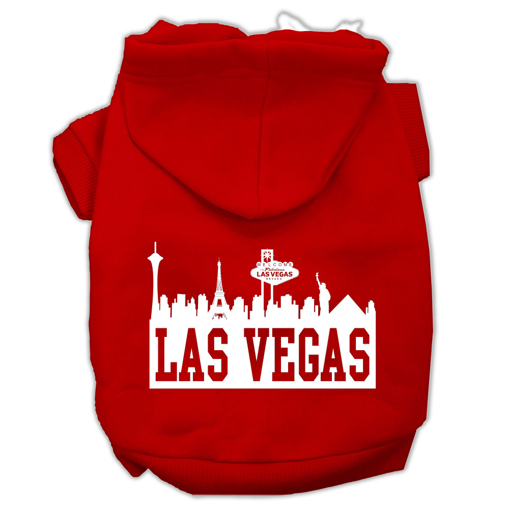 Las Vegas Skyline Screen Print Pet Hoodies Red Size Xl GreatEagleInc