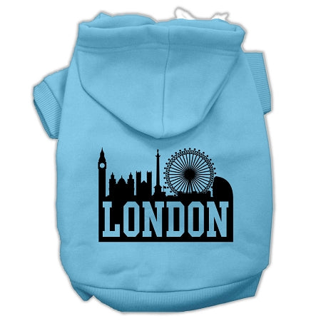 London Skyline Screen Print Pet Hoodies Baby Blue Size Lg GreatEagleInc