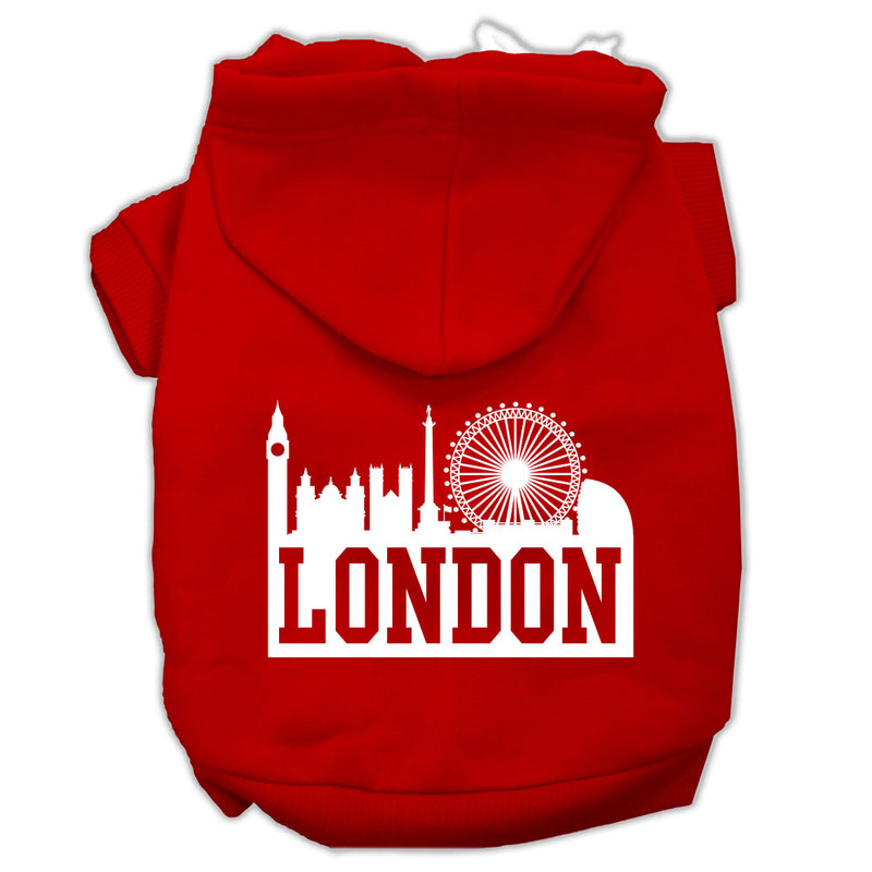 London Skyline Screen Print Pet Hoodies Red Size Xl GreatEagleInc