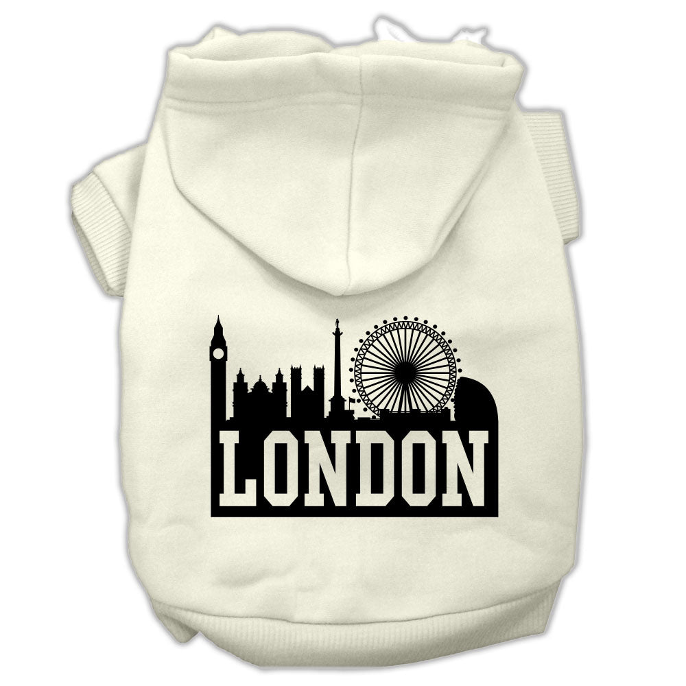 London Skyline Screen Print Pet Hoodies Cream Size Xxl GreatEagleInc