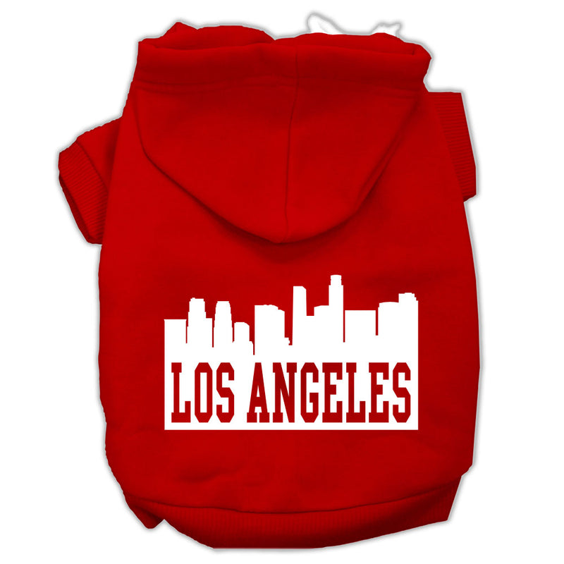 Los Angeles Skyline Screen Print Pet Hoodies Red Size Sm GreatEagleInc