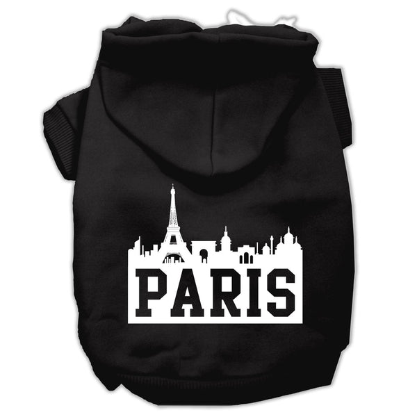 Paris Skyline Screen Print Pet Hoodies Black Size Med GreatEagleInc