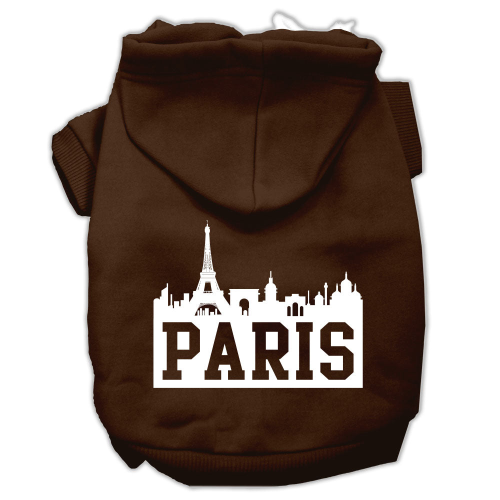 Paris Skyline Screen Print Pet Hoodies Brown Size Med GreatEagleInc