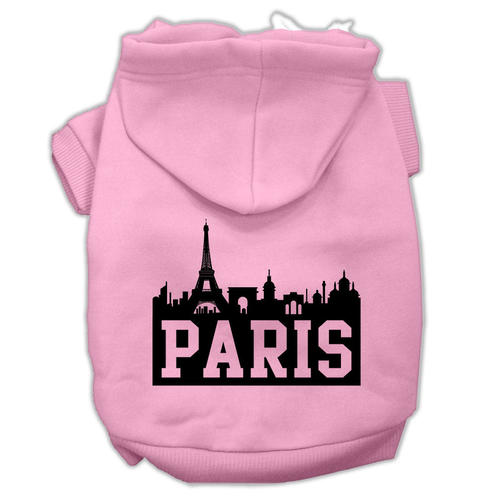 Paris Skyline Screen Print Pet Hoodies Light Pink Size Xs GreatEagleInc