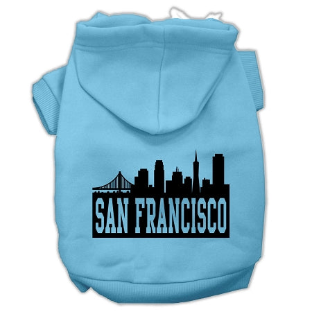 San Francisco Skyline Screen Print Pet Hoodies Baby Blue Size Lg GreatEagleInc