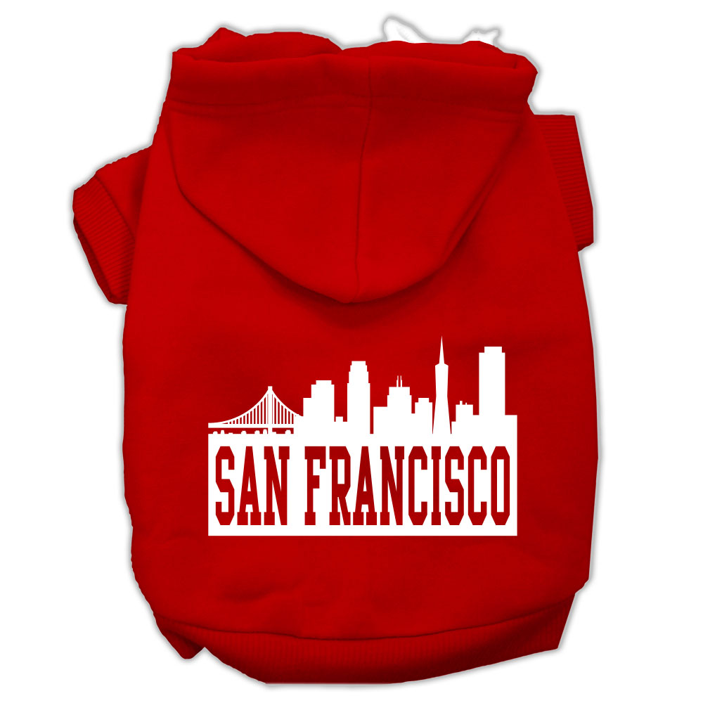 San Francisco Skyline Screen Print Pet Hoodies Red Size Xl GreatEagleInc