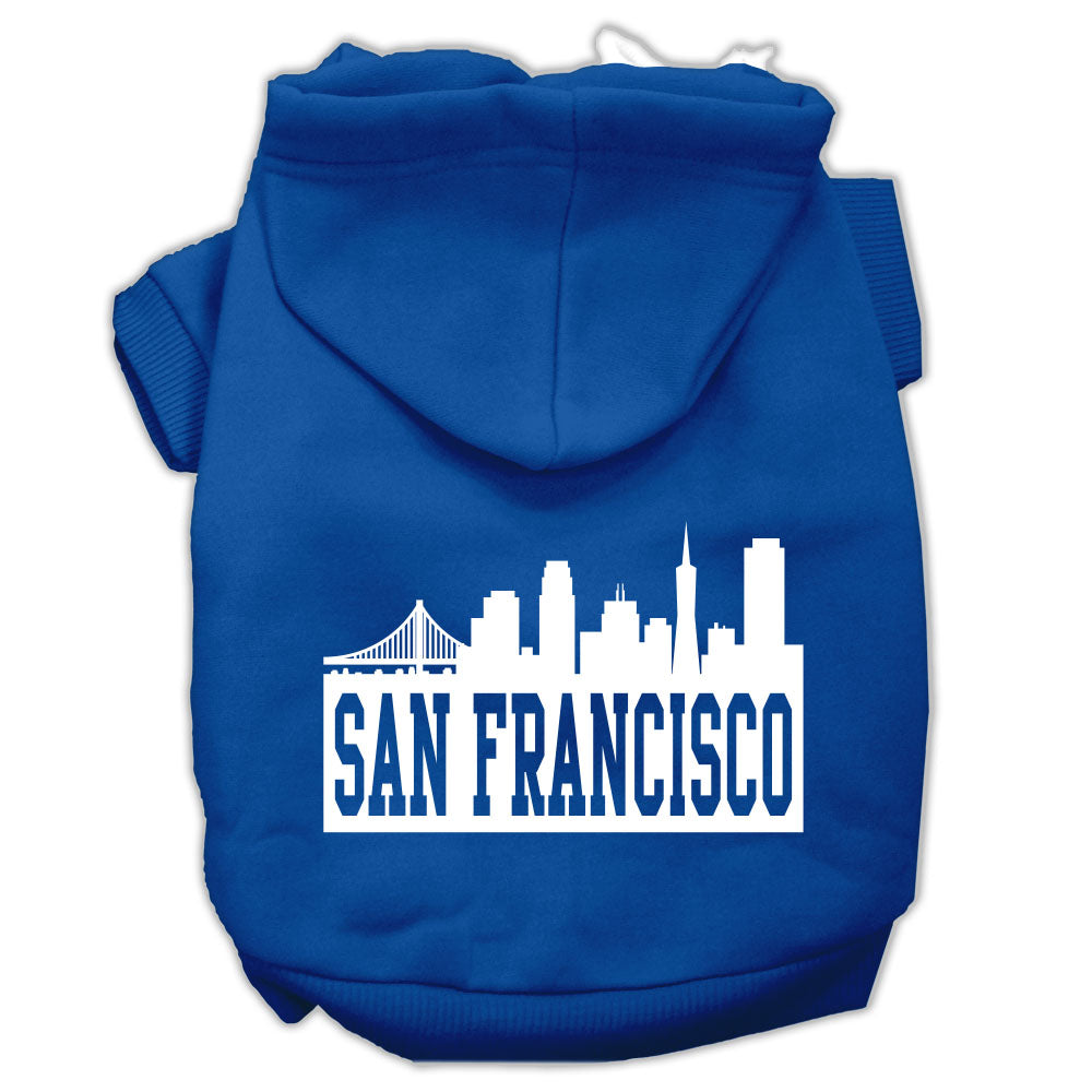 San Francisco Skyline Screen Print Pet Hoodies Blue Size Xxl GreatEagleInc