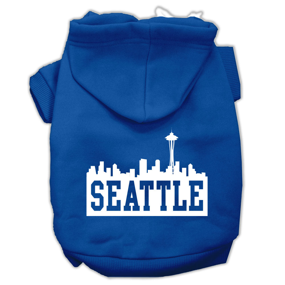 Seattle Skyline Screen Print Pet Hoodies Blue Size Med GreatEagleInc