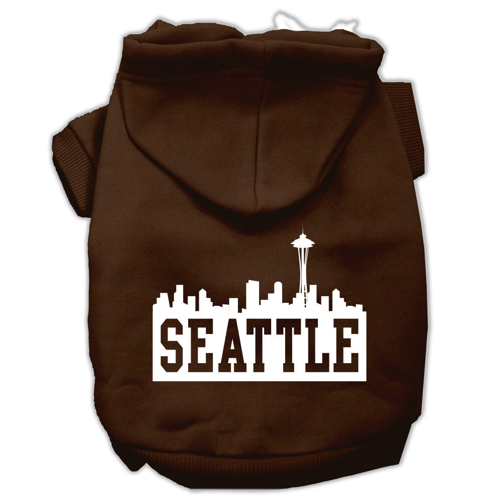 Seattle Skyline Screen Print Pet Hoodies Brown Size Med GreatEagleInc